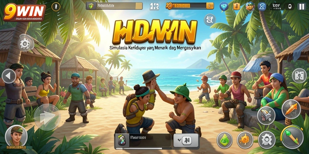 Screenshot gameplay 9WIN menunjukkan karakter dan lingkungan interaktif yang memukau.