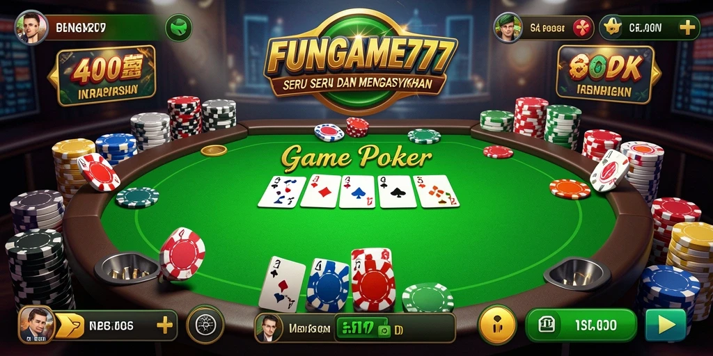 Tampilan gameplay Poker menegangkan di FUNGAME777.