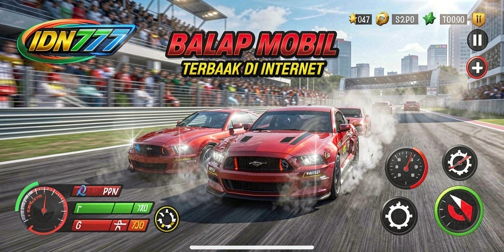 Tangkapan layar gameplay balap mobil yang menegangkan di IDN777.