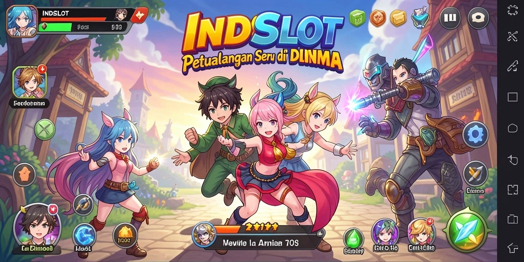 Screenshot gameplay INDSLOT menampilkan karakter Anime yang beraksi.