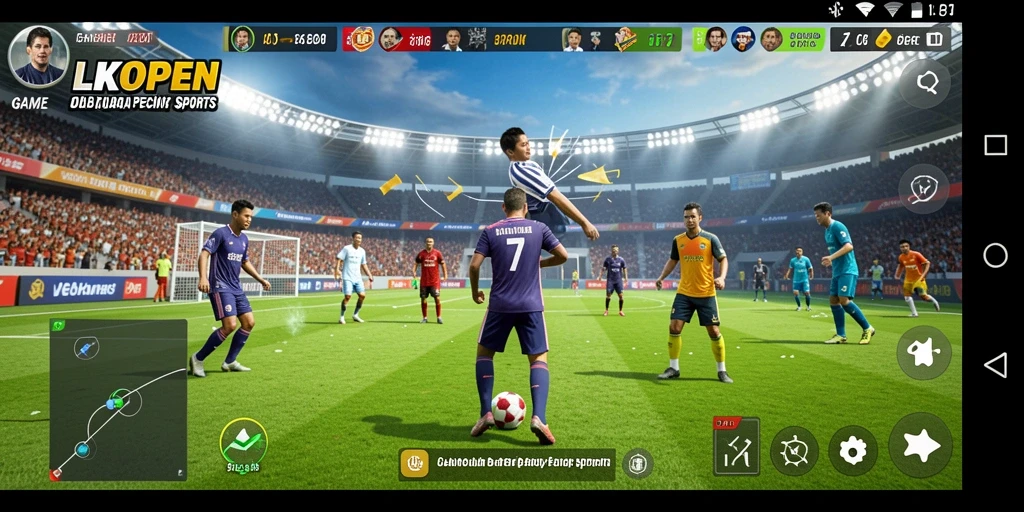 Tampilan layar utama LKOPEN menampilkan aksi seru permainan olahraga.