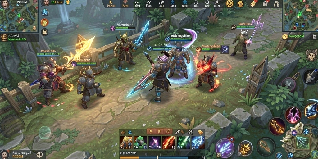 Screenshot gameplay P200M menampilkan pertarungan epik dan dunia yang menakjubkan.