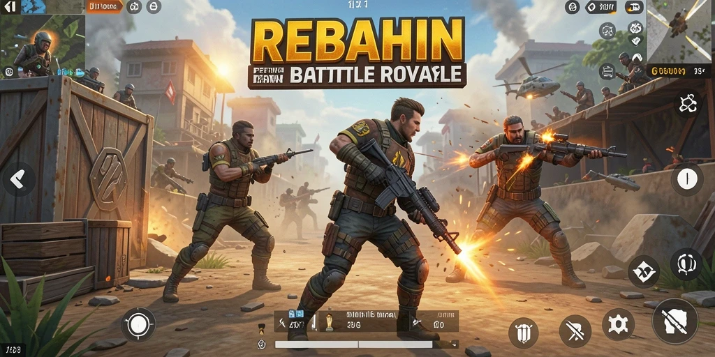 Tangkapan layar aksi seru dalam REBAHIN saat pertempuran Battle Royale.