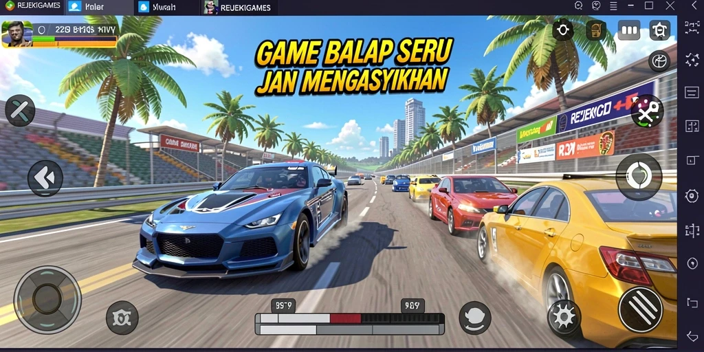 Tampilan balap seru dalam REJEKIGAMES penuh aksi.