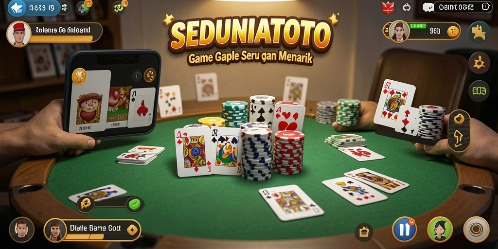 Tampilan seru dari gameplay Gaple SEDUNIATOTO.