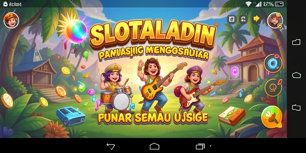 Tampilan gameplay SLOTALADIN menampilkan pemain menikmati musik.
