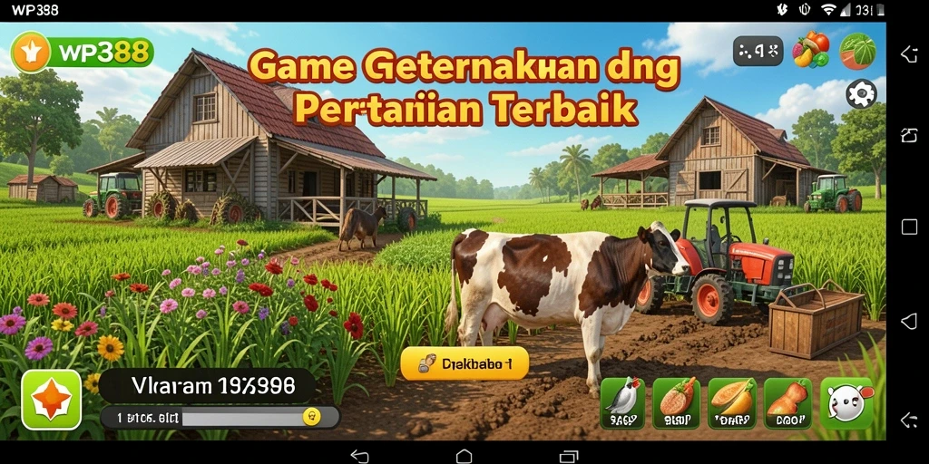 Screenshot WP888 menampilkan petani sedang merawat ladang.